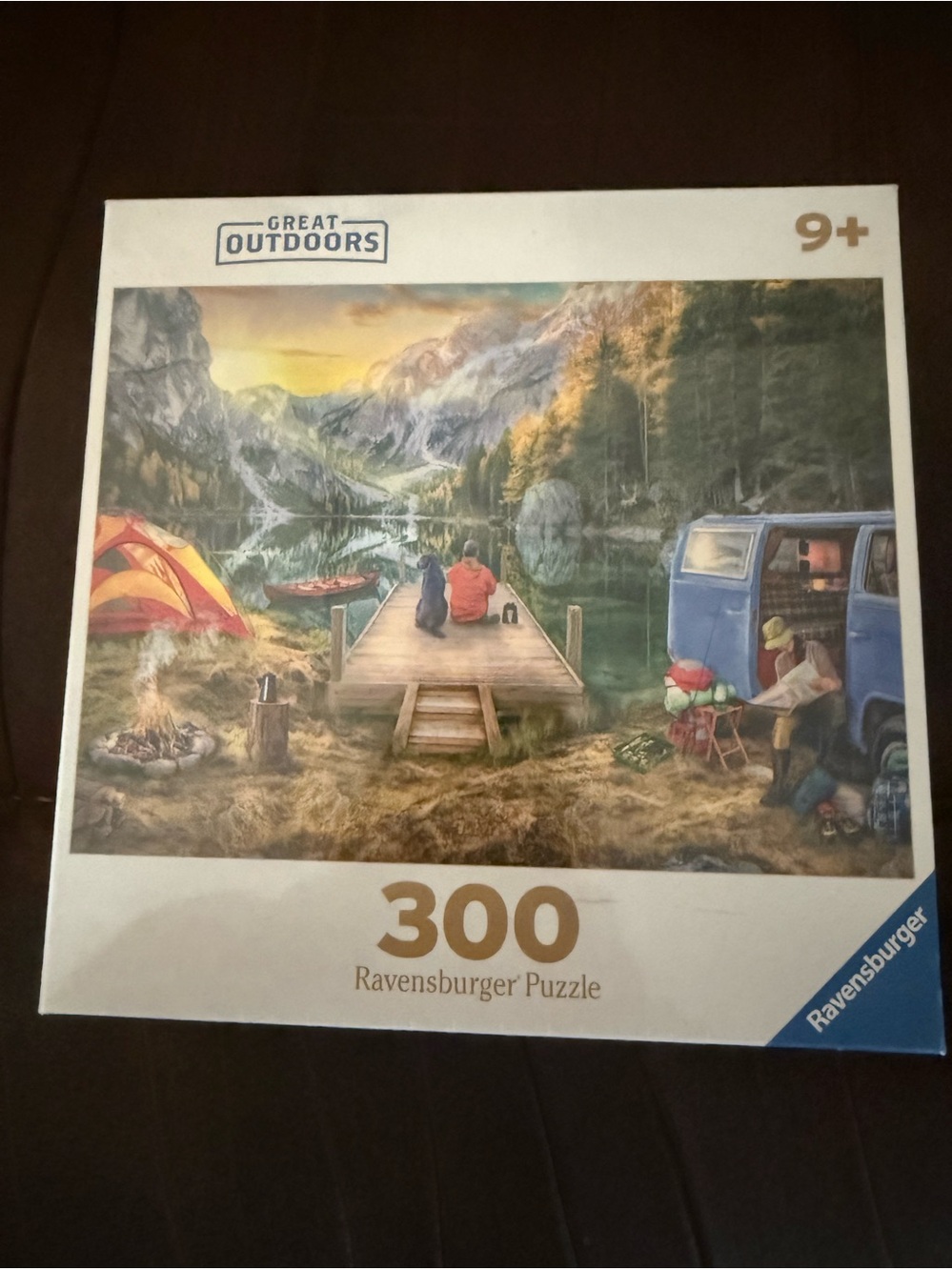 Ravensburger Camping Lake Sunset Puzzle - Blue, Green, Yellow, Brown
